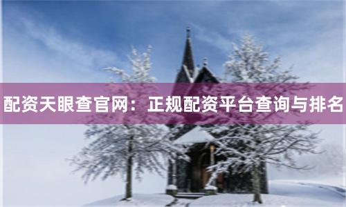 配资天眼查官网：正规配资平台查询与排名